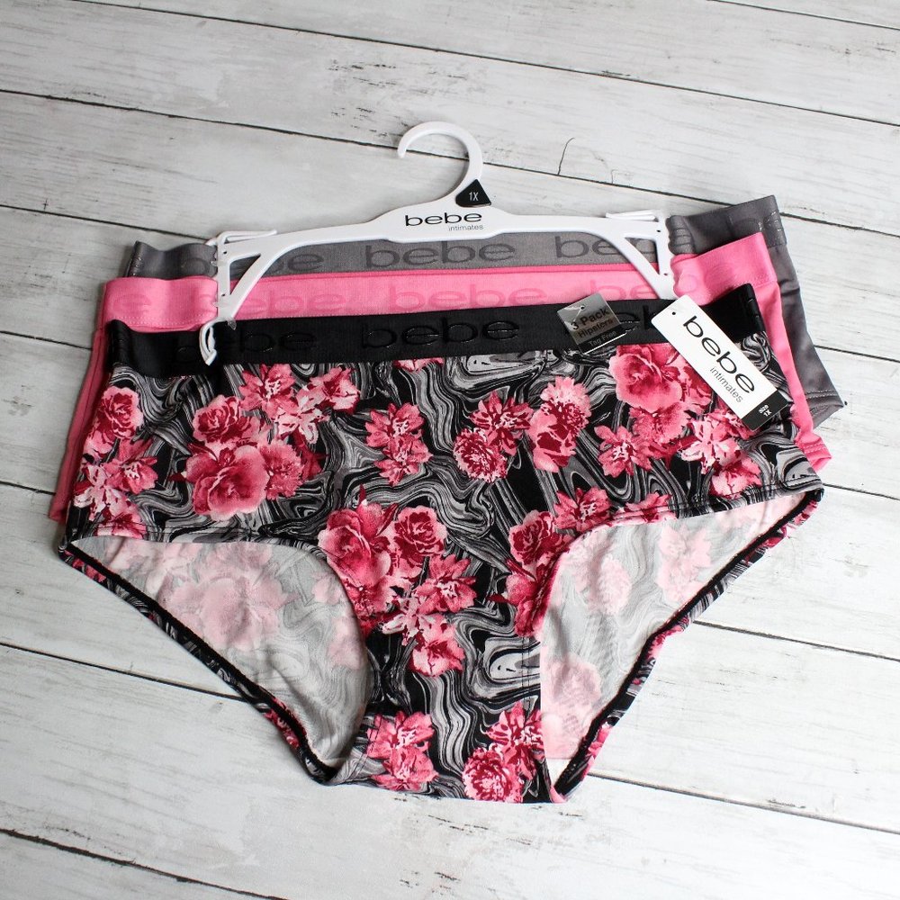 bebe Intimates Women's Hipster Panty Set Plus Size 2X Panties Underwear